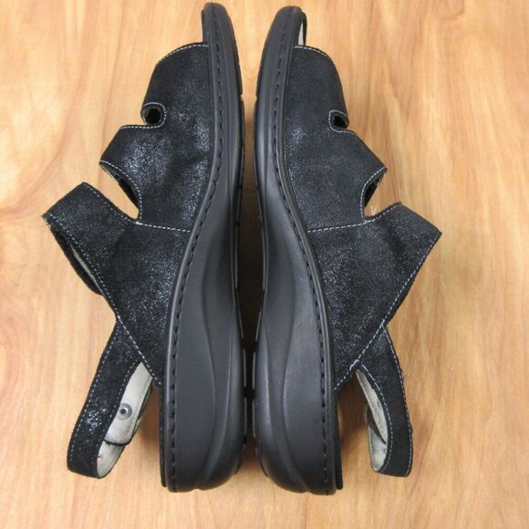 WALDLAUFER Zander Black Glitter Leather Sandals Womens Sz 9 Ortho Comfort Shoes - Picture 16 of 16